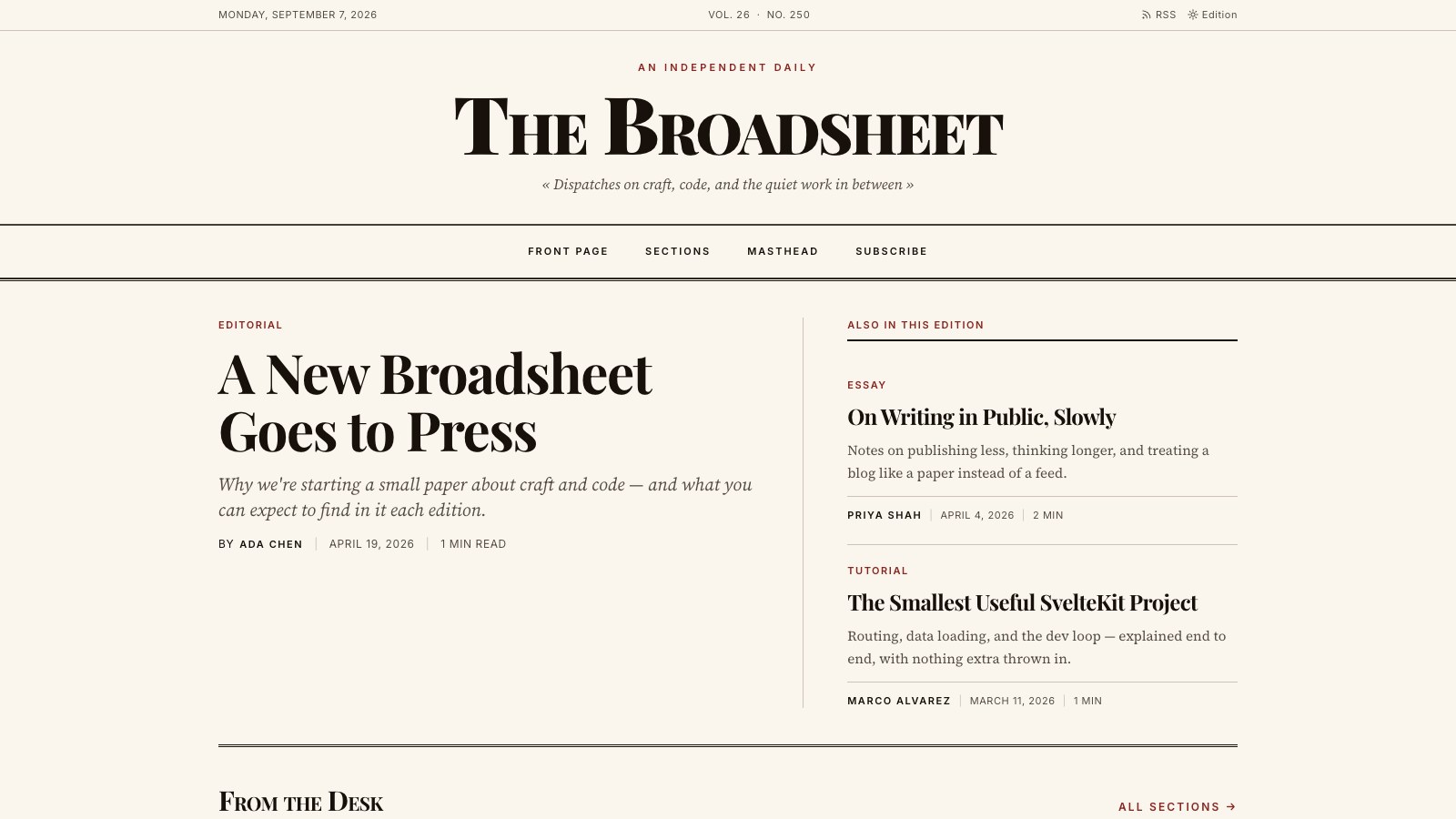Broadsheet screenshot 1