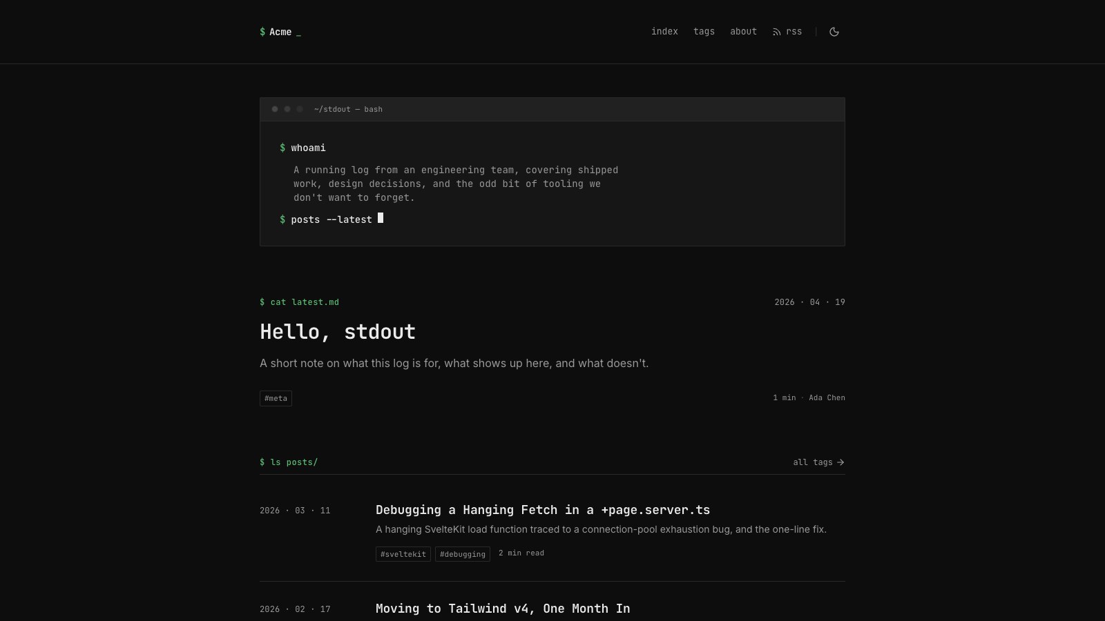 stdout screenshot 2